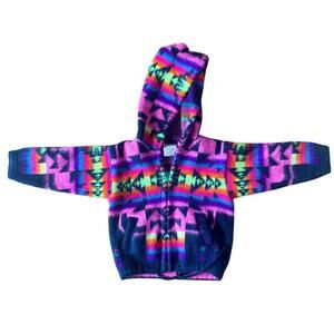 Artesanias Tuntaquimba Full Zip Hooded 100% Wool Sweater Size 0‎ kids Aztec